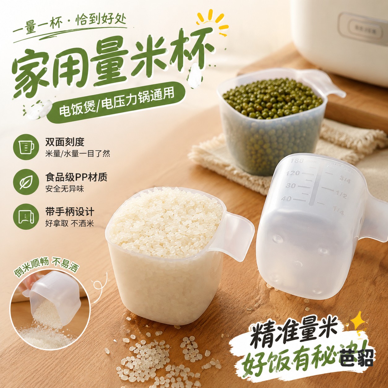 家用量米杯电饭煲带刻度塑料挖米勺食品级舀米盛米烘焙量杯挖面粉