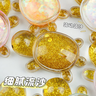 流沙超大号小乌龟对对碰夜光黄金色爆闪炫彩玩具双层入油桌面摆件