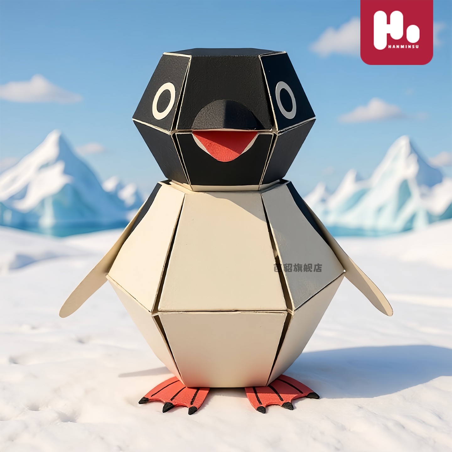 趣味搞怪高雅人士弹跳企鹅手工diy纸膜小玩具彷真3d立体按压弹起6