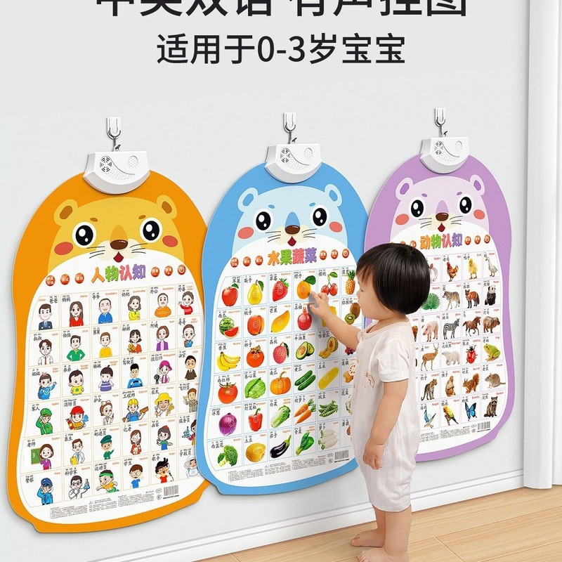 宝宝有声早教挂图婴幼儿童认知学说话发声益智玩具识字点读书墙贴