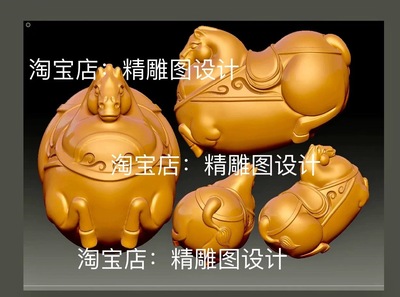 Stl8胖唐马圆雕图三维立体图精雕图STL文件雕刻机3D模型黄金马图
