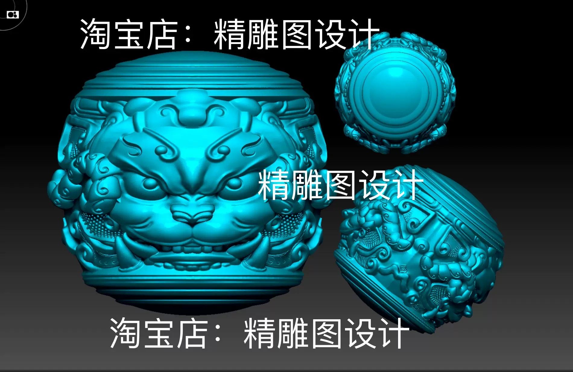 Stl729双面兽头珠子圆雕图兽面貔貅扳指桶珠精雕图仿古兽雕刻图纸,商务/设计服务,2D/3D绘图,淘宝优惠券,粉丝福利购,淘宝优惠卷