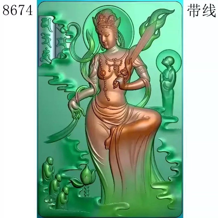 Jdp102虚空藏菩萨北京精雕JDP灰度图BMP挂件图浮雕图电脑雕刻图纸