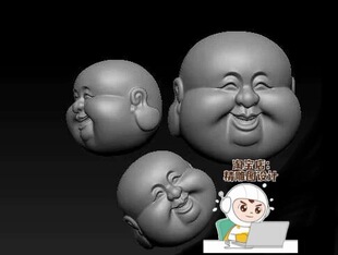 Stl笑弥勒佛13圆雕图佛头精雕图浮雕图3d打印图纸圆珠子浮雕图纸