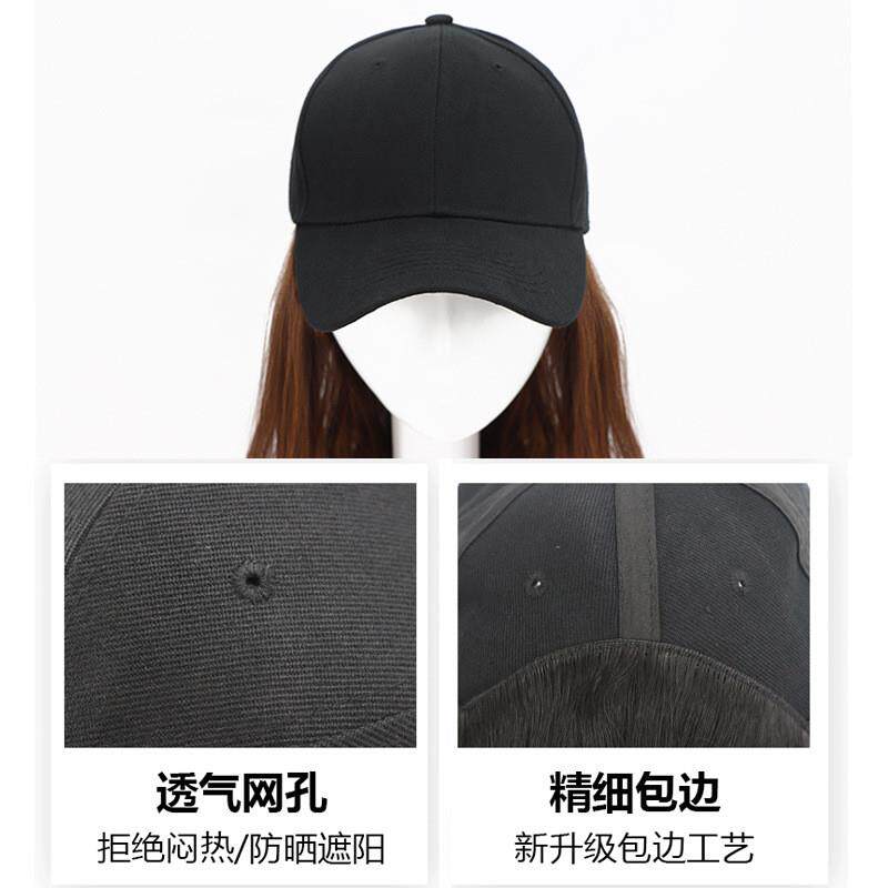 厂家假发女鸭舌帽假发网红长卷发自然大波浪棒球帽子假发一体