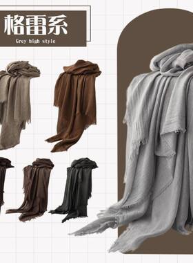 沙丘废土风格雷风棉麻清冷薄披肩大西北埃及沙漠旅游披肩头巾毛边