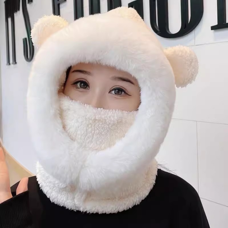 亲子儿童保暖冬天套头帽骑行脖套围脖女款2025新款帽子围巾一体帽