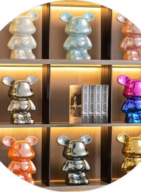 暴力熊摆件客厅轻奢高档家居电视柜酒柜新家直播间网红装饰品套装