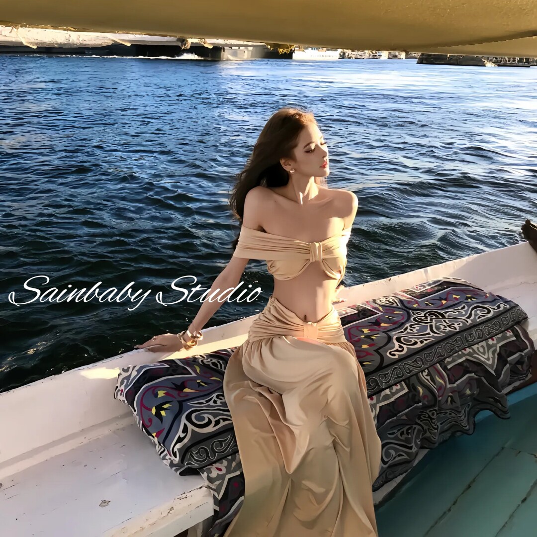 Sainbaby【西域公主】气质性感抹胸露肩上衣半身裙长裙两件套装女