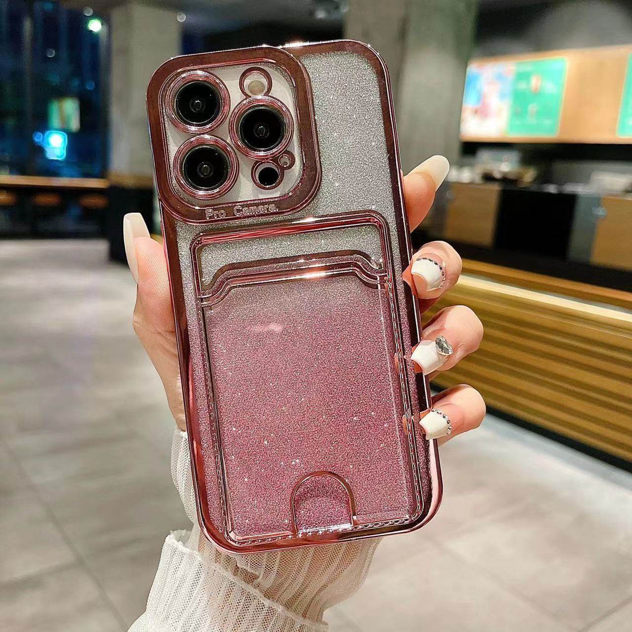 适用iphone13promax壳插卡15苹果11保护壳带卡槽14plus门禁12背夹推卡xsmax 7 8照片XR 16片收纳se卡证件