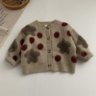淘气小妞森系女童针织开衫秋冬装新款儿童男童宝宝毛衣外套洋气潮