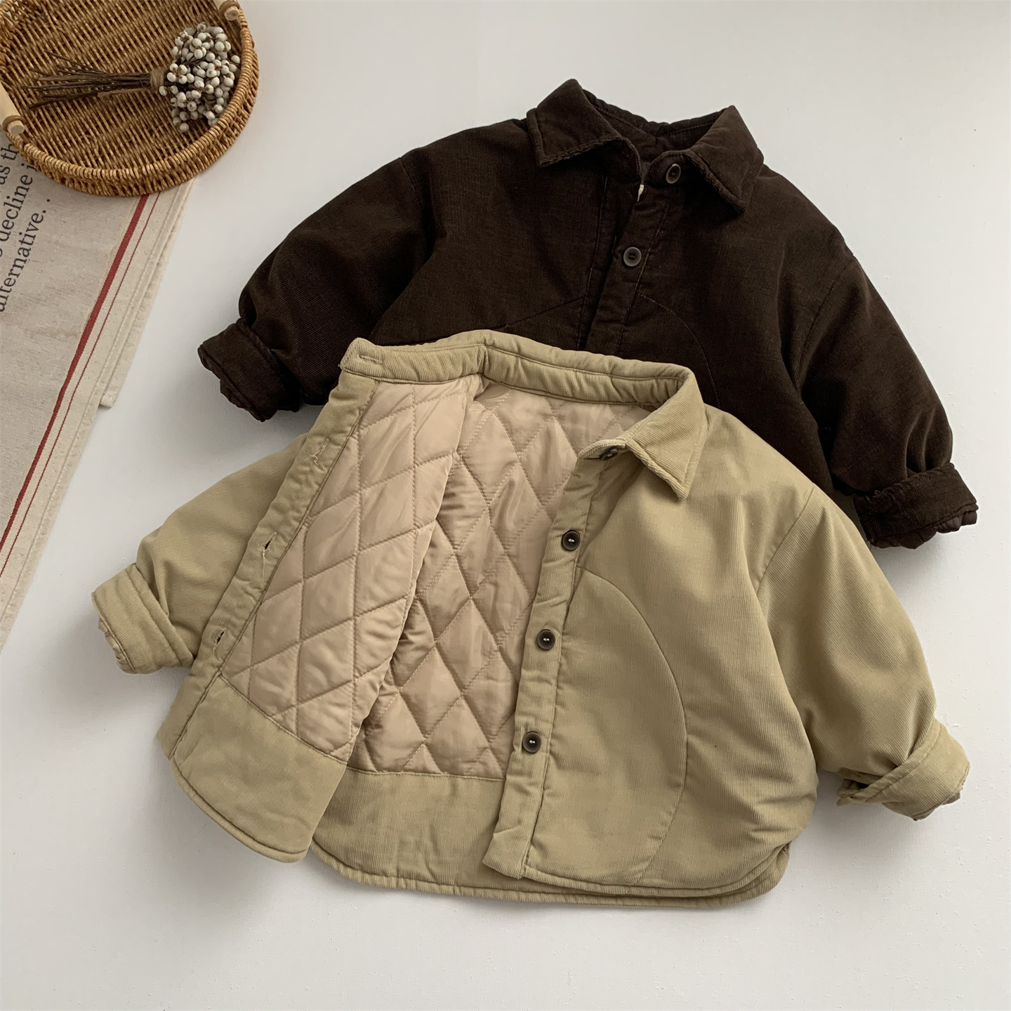 韩系男童夹棉衬衫外套秋冬新款