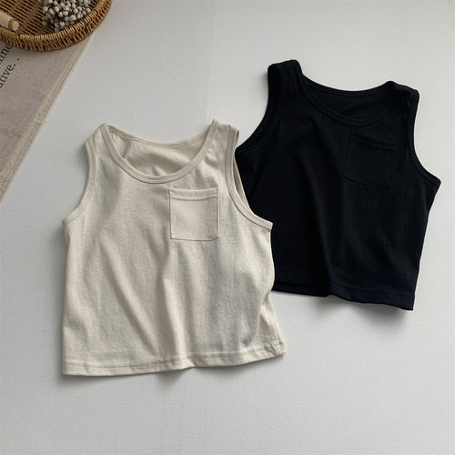 韩版夏季男女童纯色背心