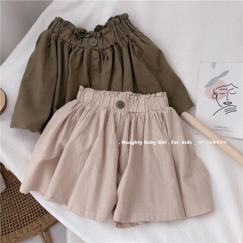 韩国童装25夏季新款女童洋气裙裤中小童棉麻短裤小女孩女宝宝裤子