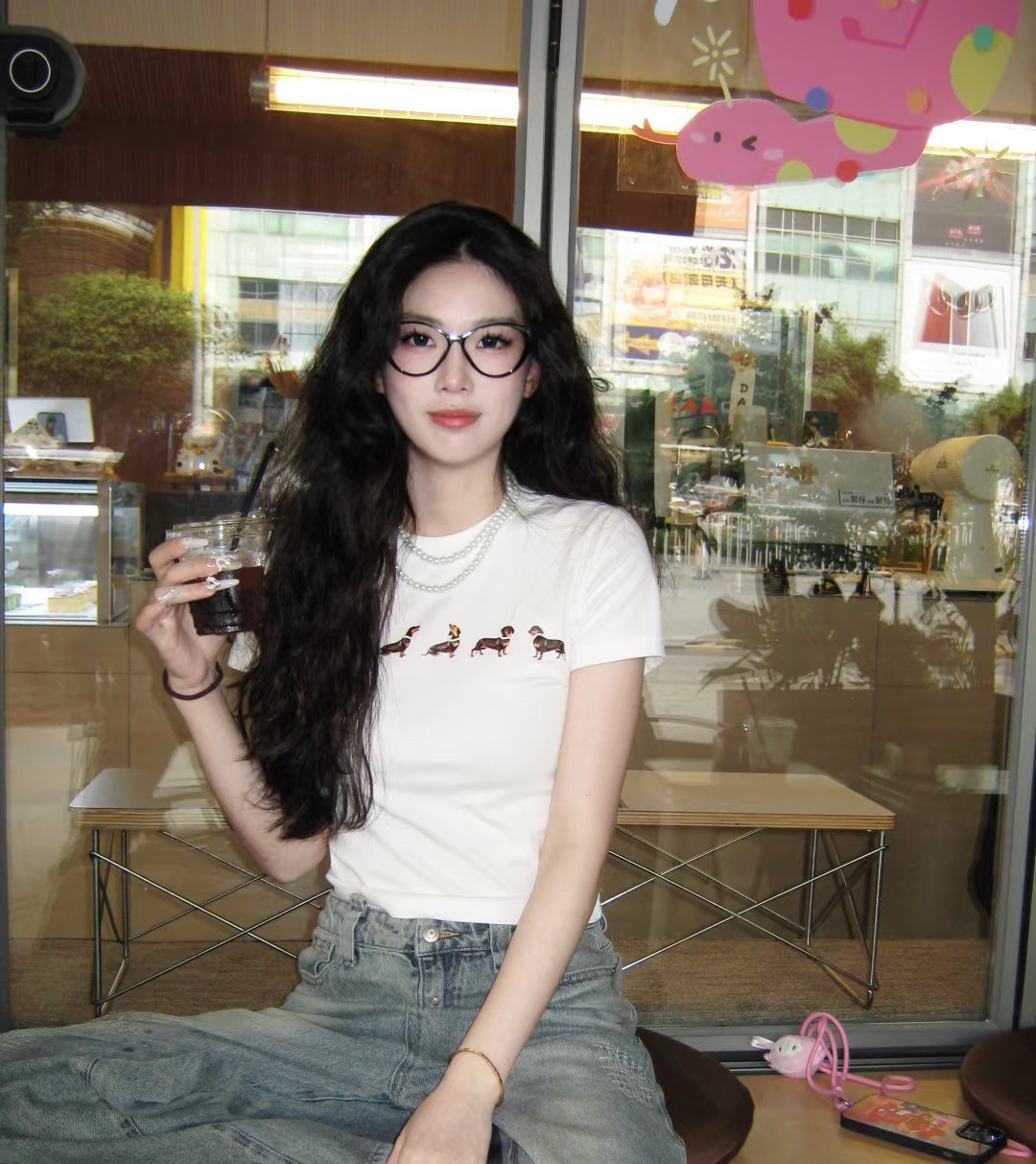区别市场货 jennie同款狗狗印花短袖T恤上衣 有弹性的适合小个子