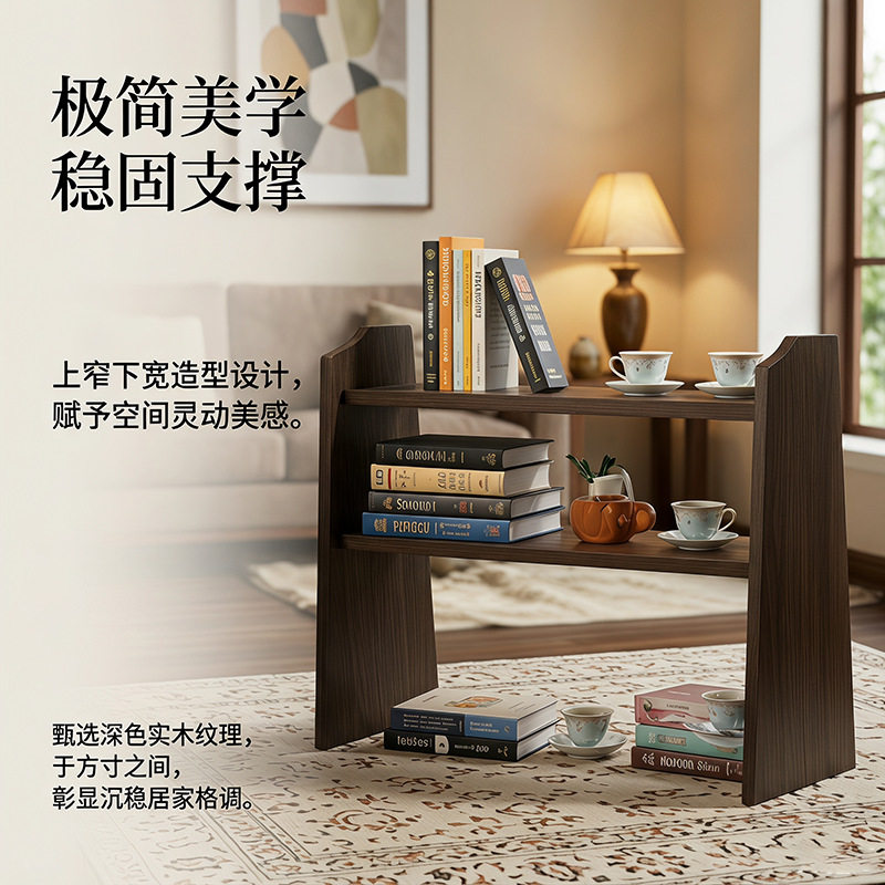 复古双层梯形桌面置物架图片