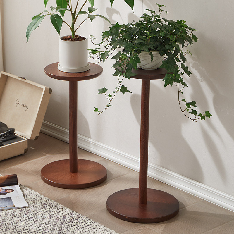 实木花架客厅盆栽置物架家用沙发小边几简约小茶几绿植收纳展示架