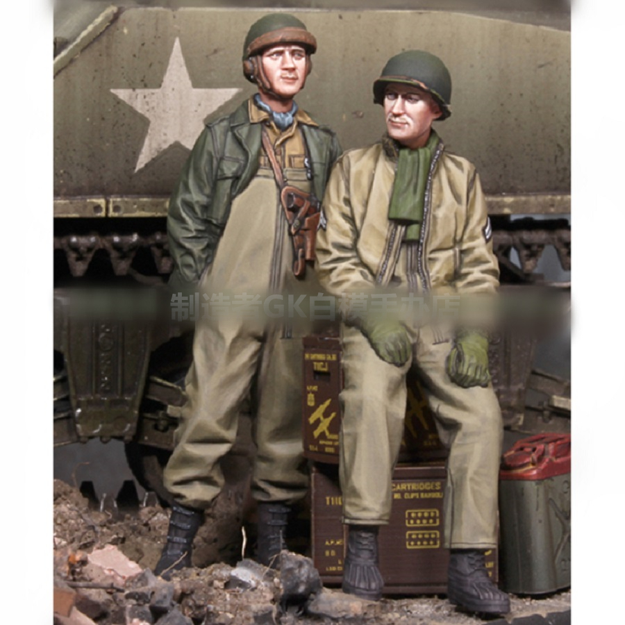 1/35树脂兵人模型美国761坦克营装甲士兵摆件GK白模摆件手办103