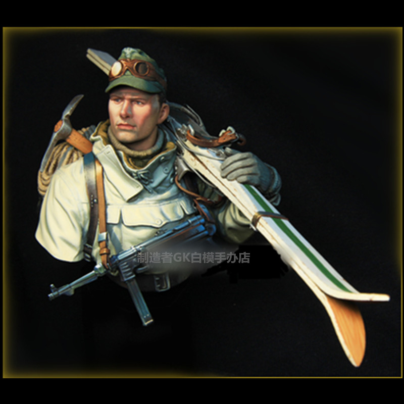 模型1/10兵人半身胸像二战德国滑雪猎人士兵GK白模手办摆件X34