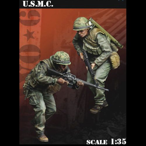 1/35树脂人物模型WW2拐角处美国海军陆战队步兵摆件gk白模手办82