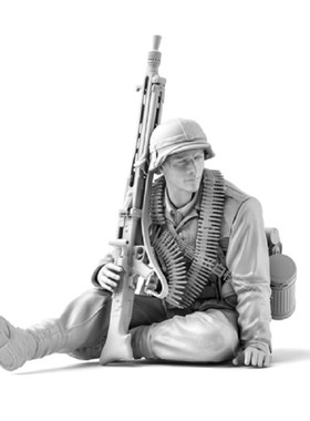 人物模型1/16德军步兵师MG42机枪手陆军战争兵人gk白模手办160