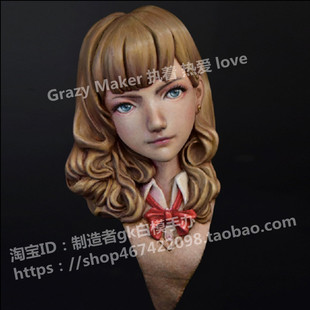 制造者树脂人物模型日本美女高中生Gyaru-Ko半身胸像gk白模手办X4