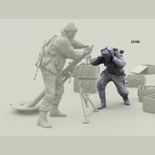 35苏联红军内卫队俄罗斯迫击炮组装 填手兵人GK白模手办模型189