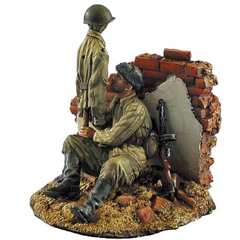 1/35人物模型二战兵人德国俄罗斯机枪手埋伏诱导士兵GK白模手办10