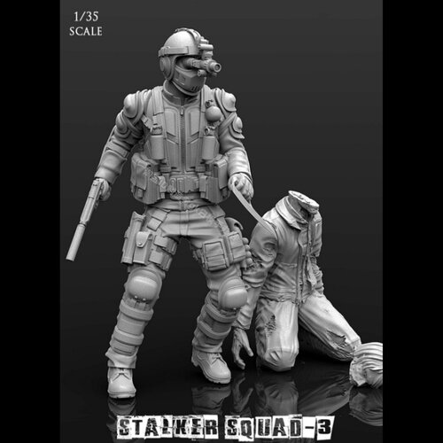 1/35模型Stalker Squad反丧尸侦察渗透小队3兵人物GK白模手办124