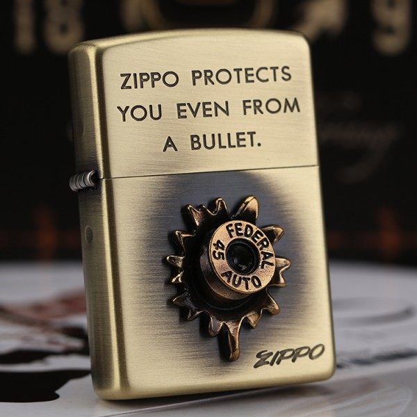 ZIPPO原装正品打火机 日版珍藏版 纯铜嵌入子弹 护身符 专柜正版