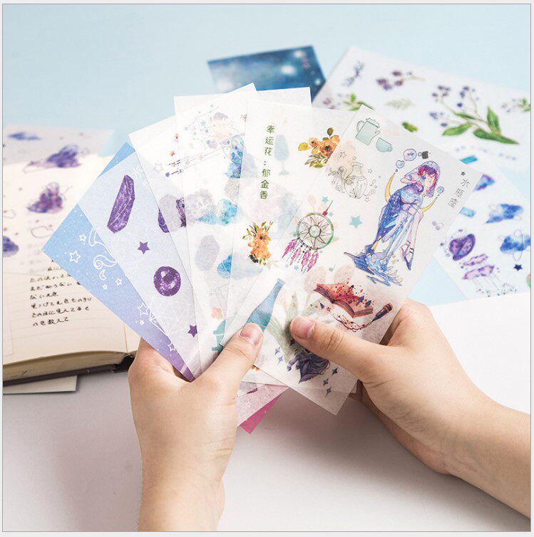 新款 学生幼儿园奖品12星座卡通不干胶透明手帐日记装饰和纸贴纸