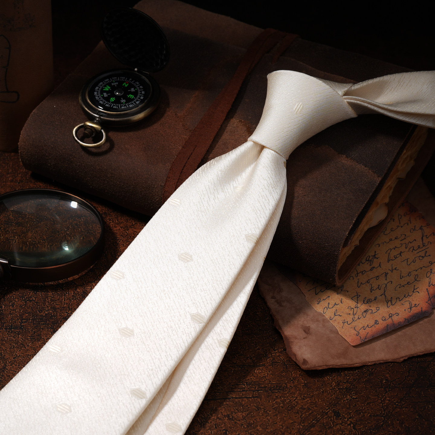 米白色领带男士正装商务