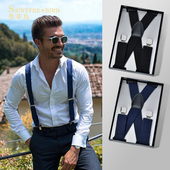 夹吊带成人西装 西裤 裤 带男士 松紧背带夹老人英伦潮 子吊裤 背带男式