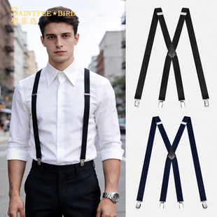 背带男士 商务胖人男式 成人西服衬衫 带正装 松紧防滑背带夹 吊裤 窄款