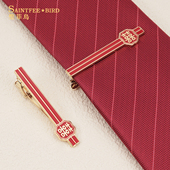 高档正装 简约领夹袖 钉袖 红色双喜字领带夹男士 扣礼服商务配饰套装