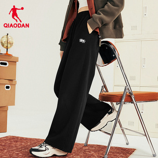 商场同款乔丹针织阔腿长裤女生2026新款阿美咔叽休闲宽松舒适直筒