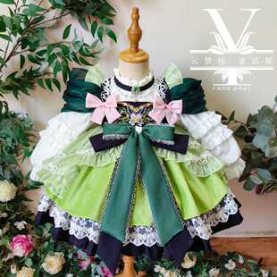 秋冬长袖丝绒迪斯尼安娜公主裙宫廷洛丽塔连衣裙女童蓬蓬生日礼服