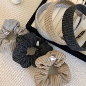 秋冬毛线手工复古学院少女宽版 发箍简约针织大肠发圈丸子头发饰