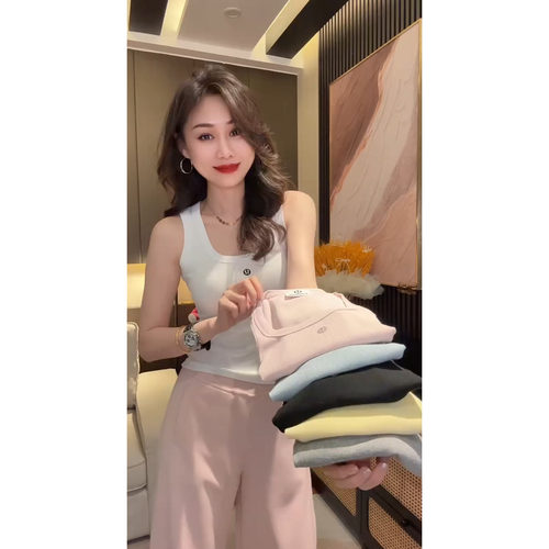 无袖字母百搭纯色吊带背心