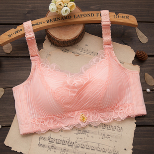 无钢圈中厚款性感蕾丝内衣平胸小胸聚拢调整型舒适女士文胸罩