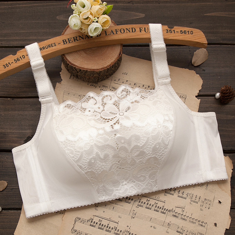 无钢圈性感蕾丝防走光小胸聚拢调整型加厚款抹胸女士内衣文胸罩