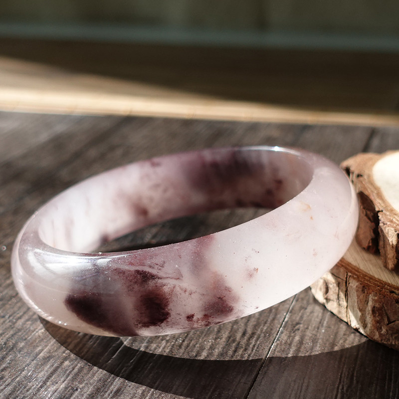 新疆可可托海金丝玉【紫丁香色手镯】宝石光媲美玉翡翠手镯 包邮