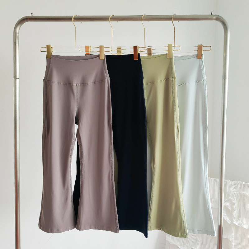 薄款喇叭七分瑜伽裤速干弹力高腰