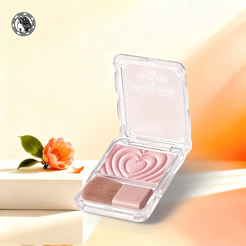 CANMAKE/井田日本爱心浮雕单色腮红自然光泽高光小巧便携带刷子