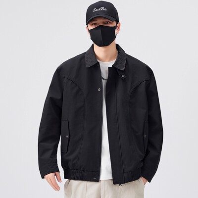 男士外套夹棉加厚撞色拼接夹克