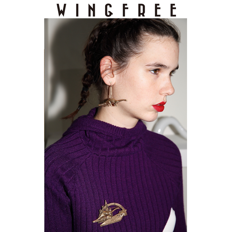WINGFREE 恐龍耳夾/耳針 隨意門SYM17冬裝新品配飾飾品