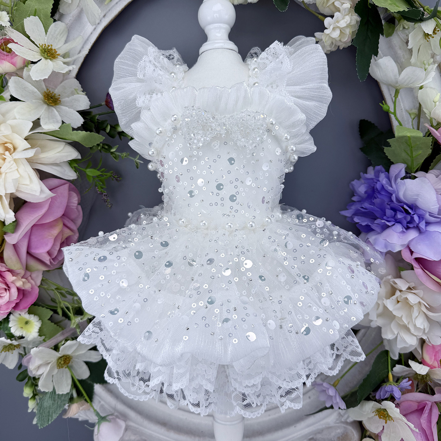 私宠手作满天星狗狗华丽公主裙宠物婚纱小型犬贵宾小马泰迪衣服薄