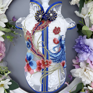 私宠手作宠物镂空旗袍狗狗夏天透气衣服贵宾约克夏猫咪薄款中国风