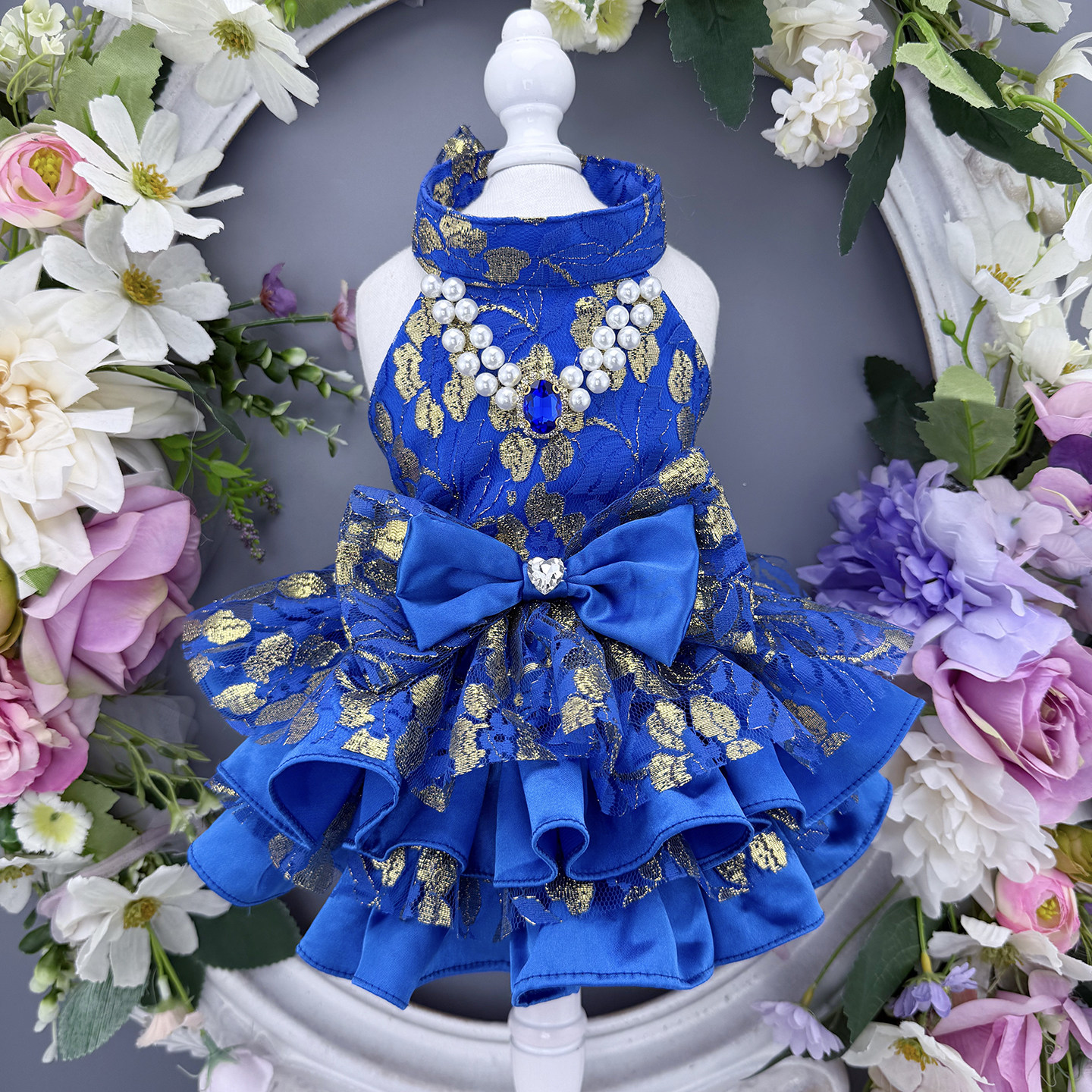 私宠手作蓝金宠物公主裙泰迪比熊小马猫咪小型犬春秋薄款衣服定做