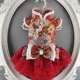 Частная рука для домашних животных -Сделано гексагональное цветочное питомец Cheongsam Teddy Mear Beauty Cat Dog Dog Одежда Осенняя и зимняя тепло